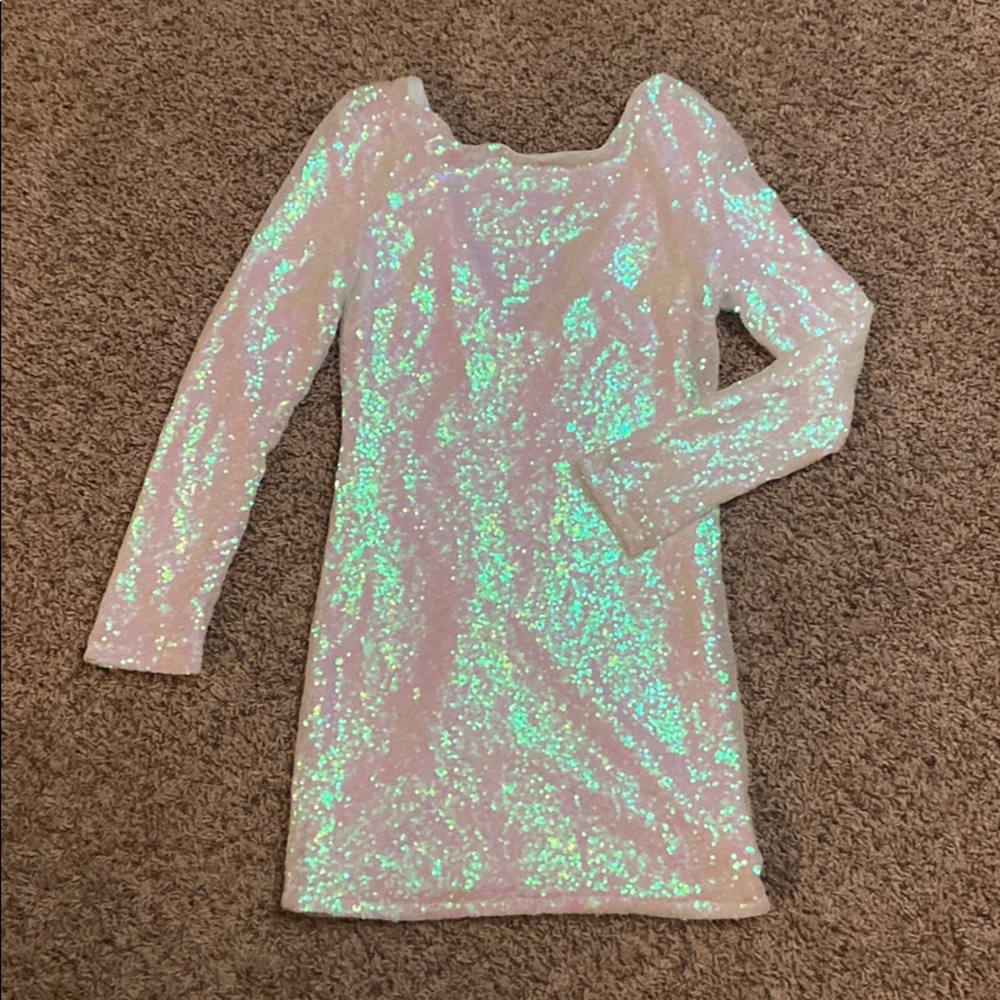 White sequin mini dress